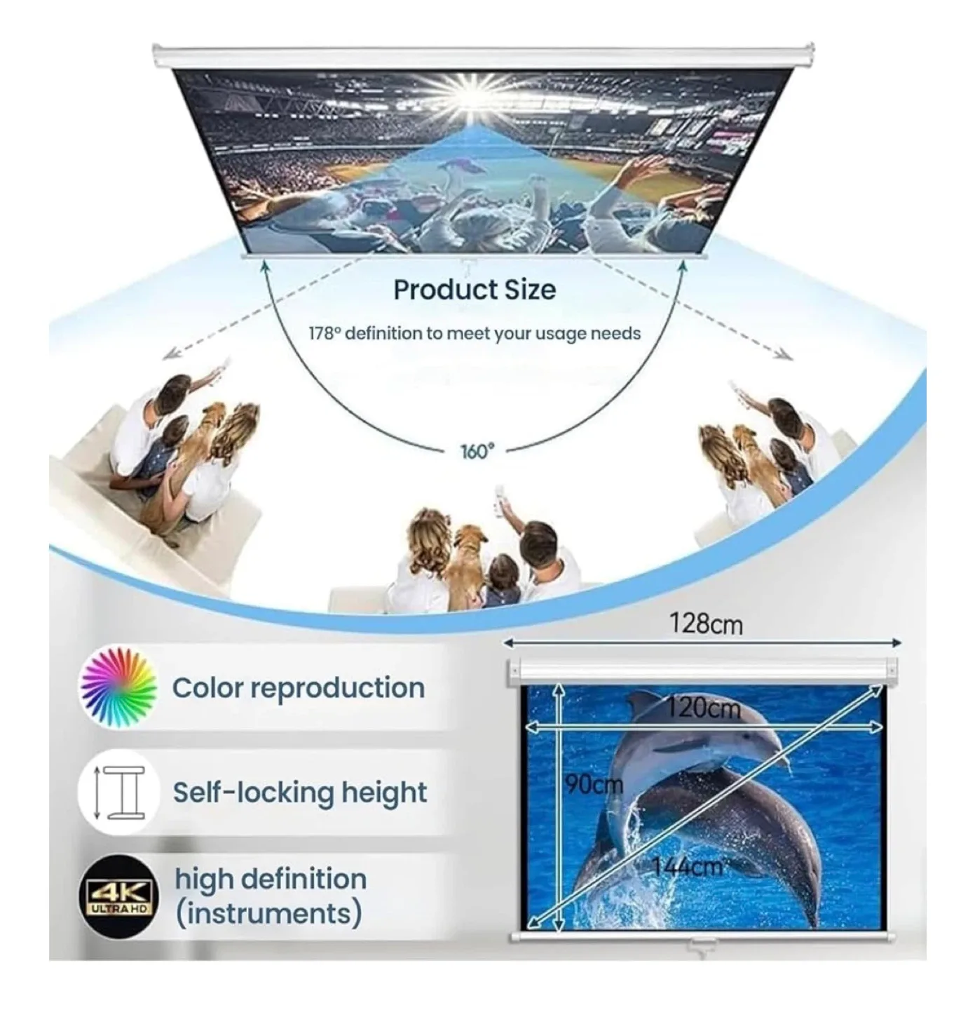 Projector Screen 1080 Full HD, 4K Ultra HD image indicator(3)