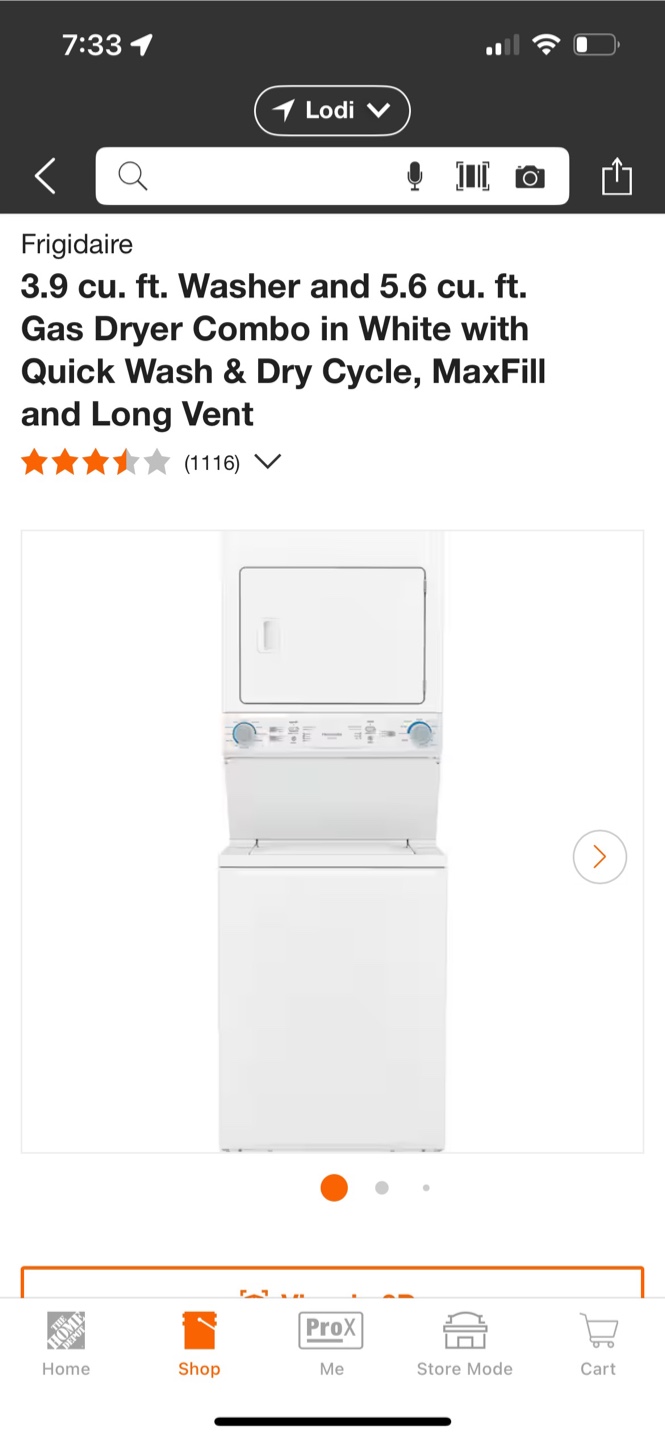 Frigidaire 3.9 cu. ft. Washer and 5.6 cu. ft. Gas Dryer Combo