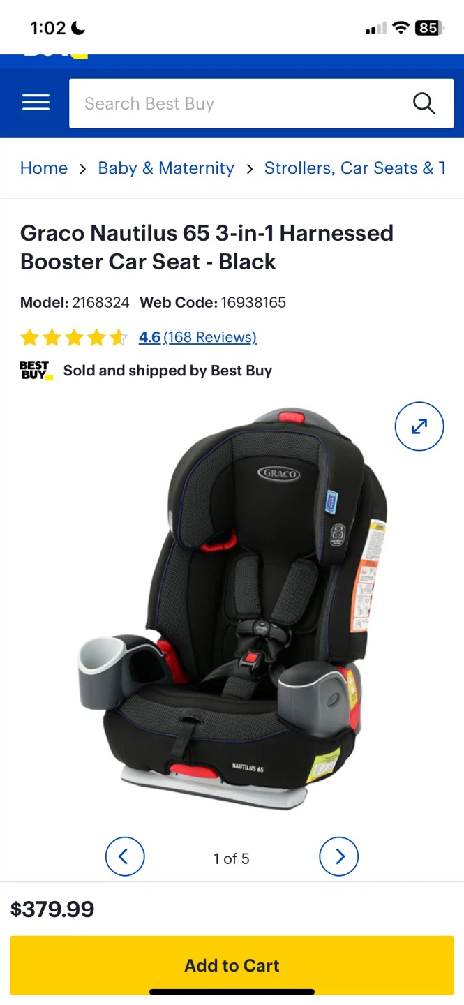 Graco Nautilus 65 3-in-1 Harness Booster Car Seat - Black - photo 3