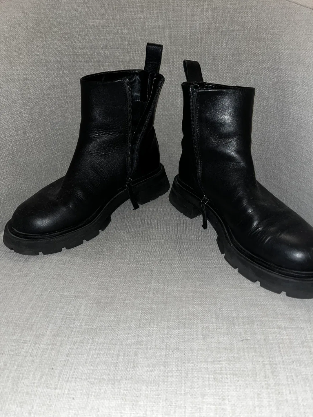 Zara Black Ankle Boots - Size 39 thumbnail