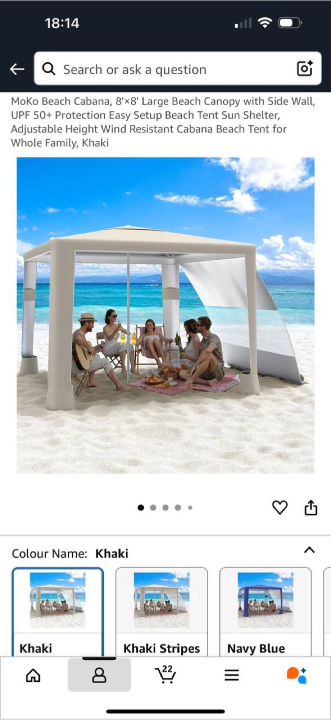 MoKo Beach Cabana 8x8ft Khaki Canopy Tent – New - photo 5