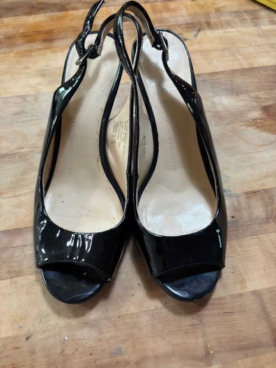 Franco Sarto Black Patent Leather Heels - Size 6.5M thumbnail