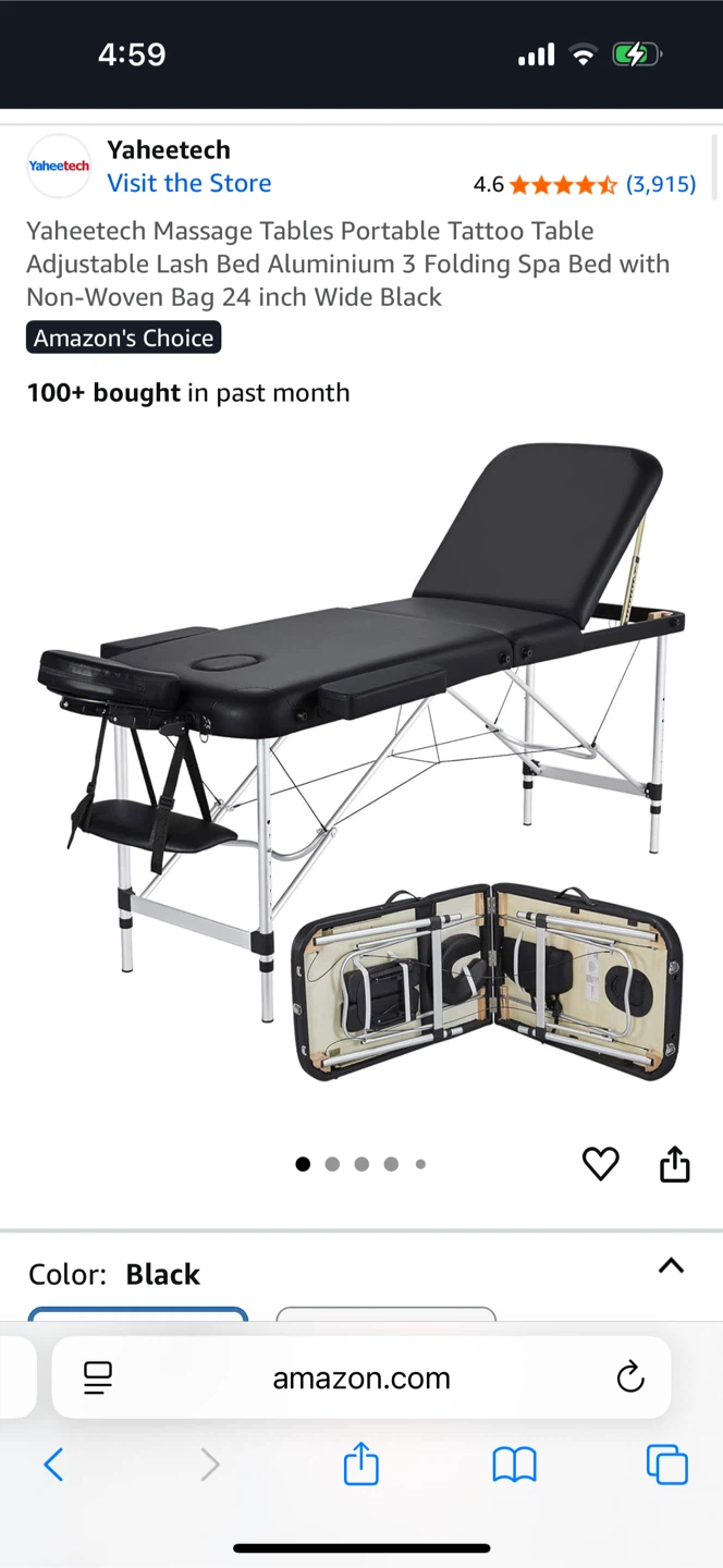 Yaheetech Portable Massage Table - Black