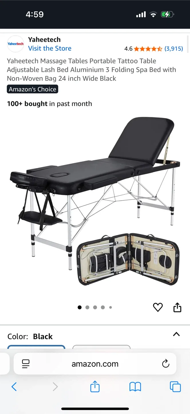 Yaheetech Portable Massage Table - Black thumbnail