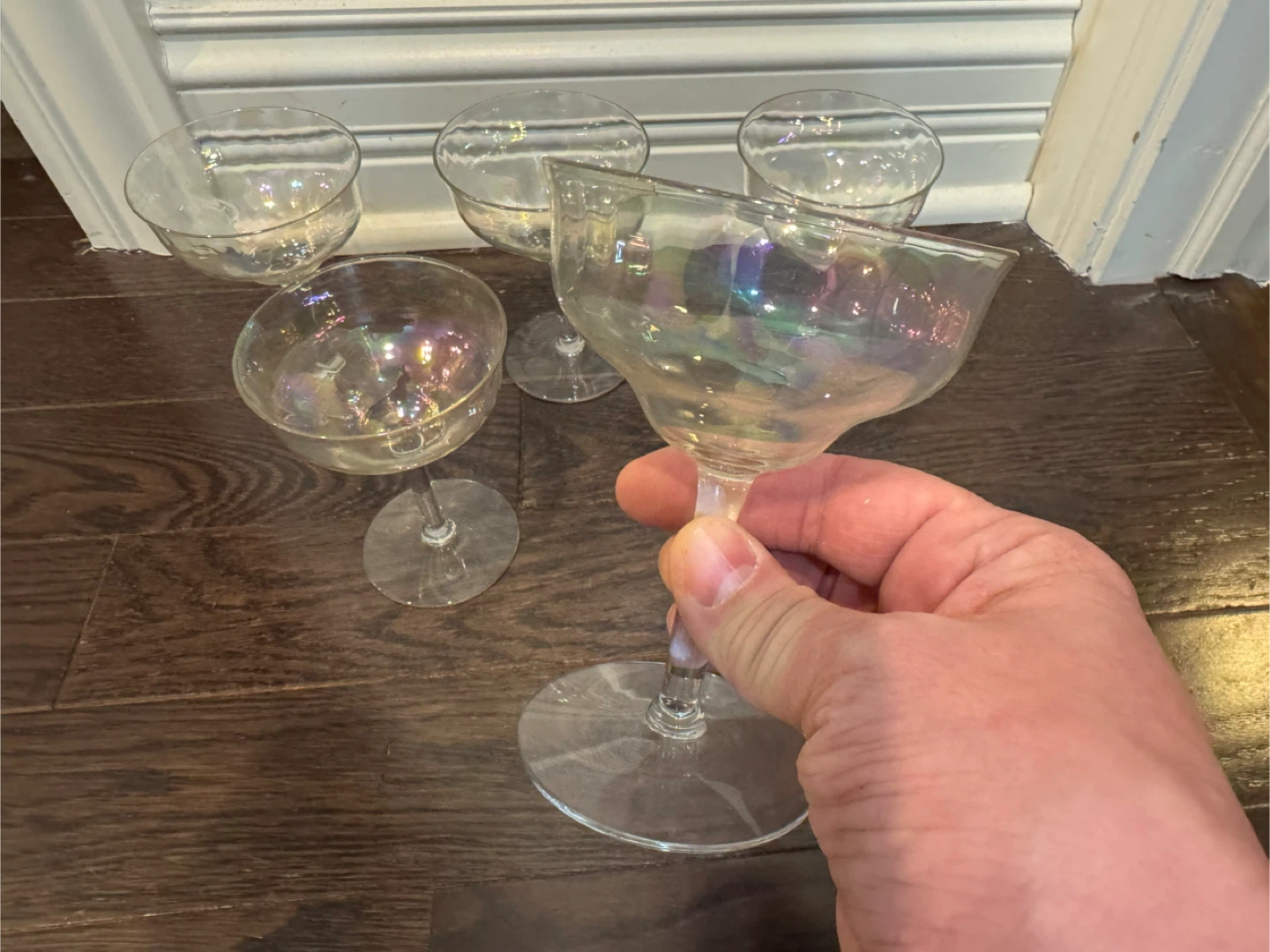 Set of 5 Iridescent Coupe Glasses