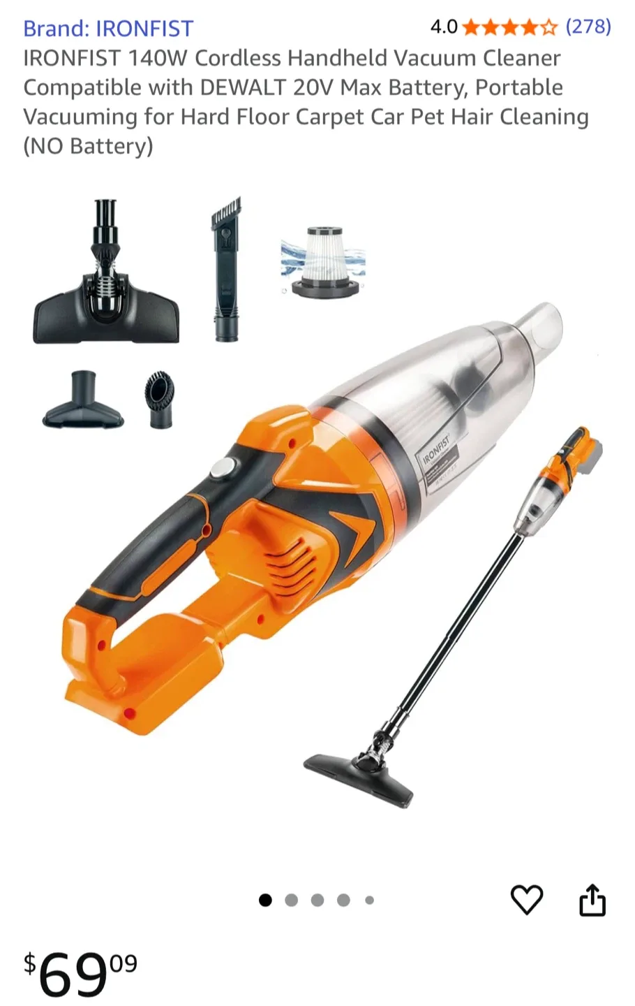 New! IRONFIST 140W Cordless Handheld Vacuum thumbnail