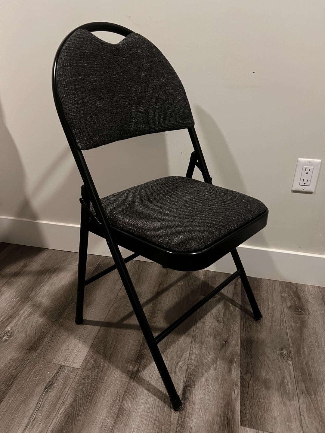 Two (2) Folding Chairs - Black Frame, Grey Fabric - photo 2