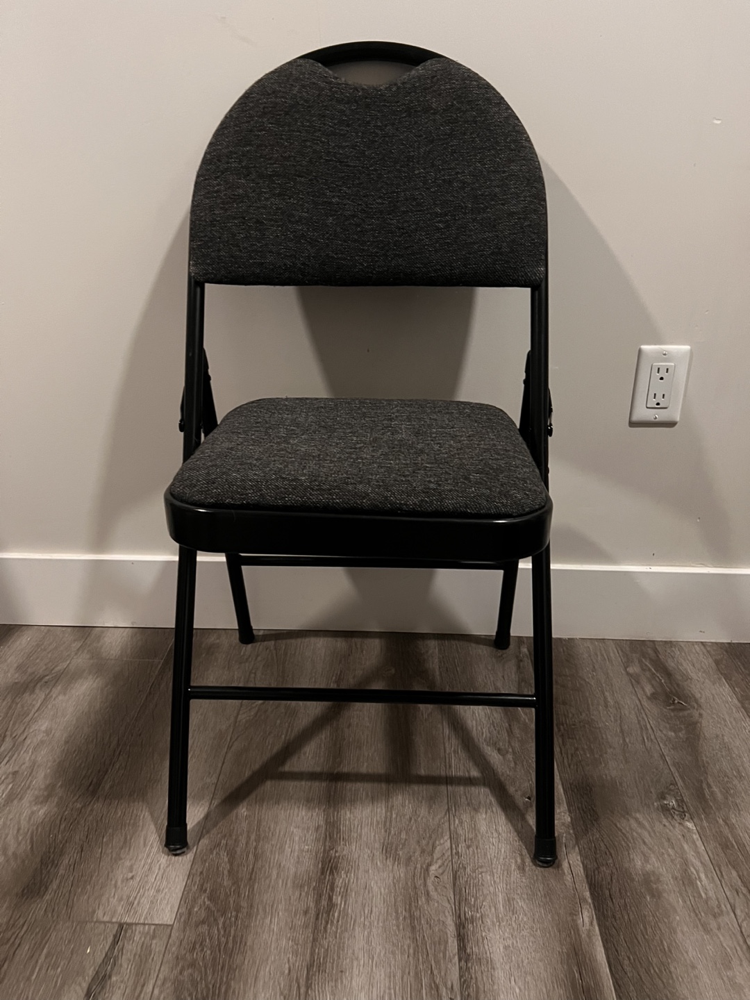 Two (2) Folding Chairs - Black Frame, Grey Fabric - photo 4