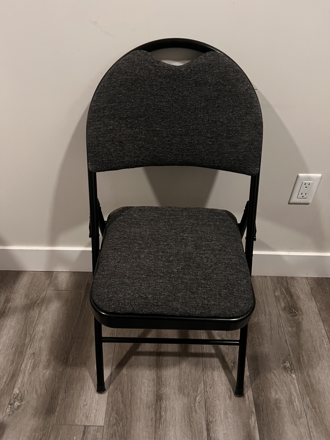 Two (2) Folding Chairs - Black Frame, Grey Fabric - photo 3