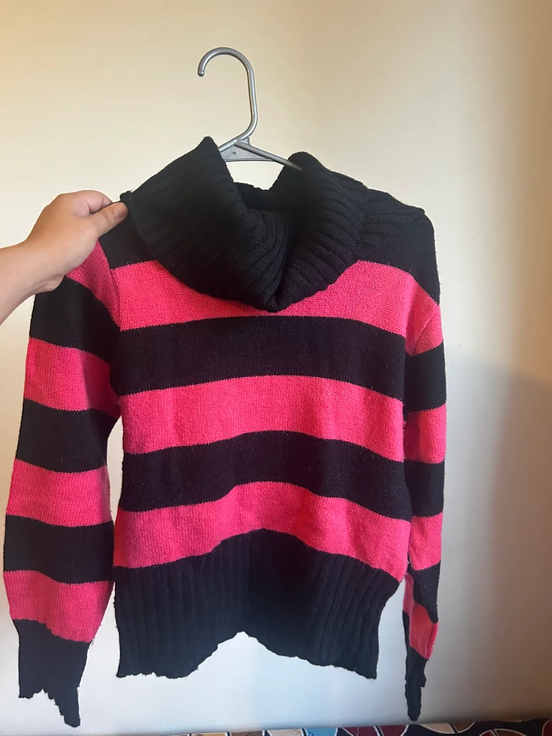 Pink & Black Star/Striped Turtleneck Sweater thumbnail