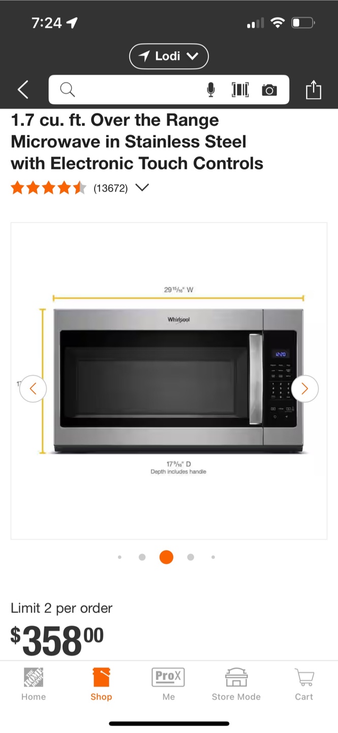 Whirlpool 1.7 cu. ft. Over the Range Microwave