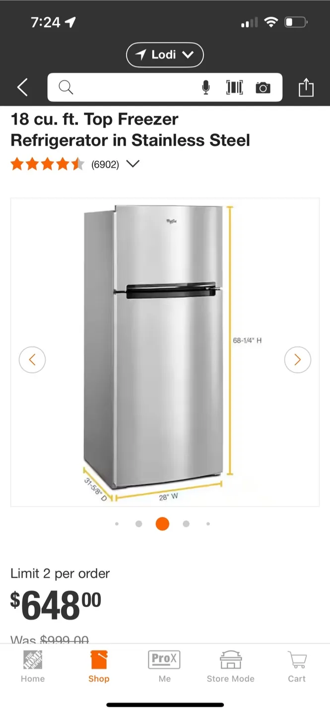 Whirlpool 18 cu. ft. Top Freezer Refrigerator thumbnail