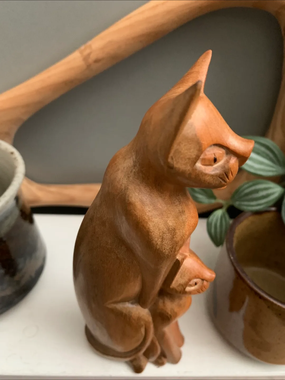 Vintage Wooden Cat and Kitten Figurine image indicator(5)