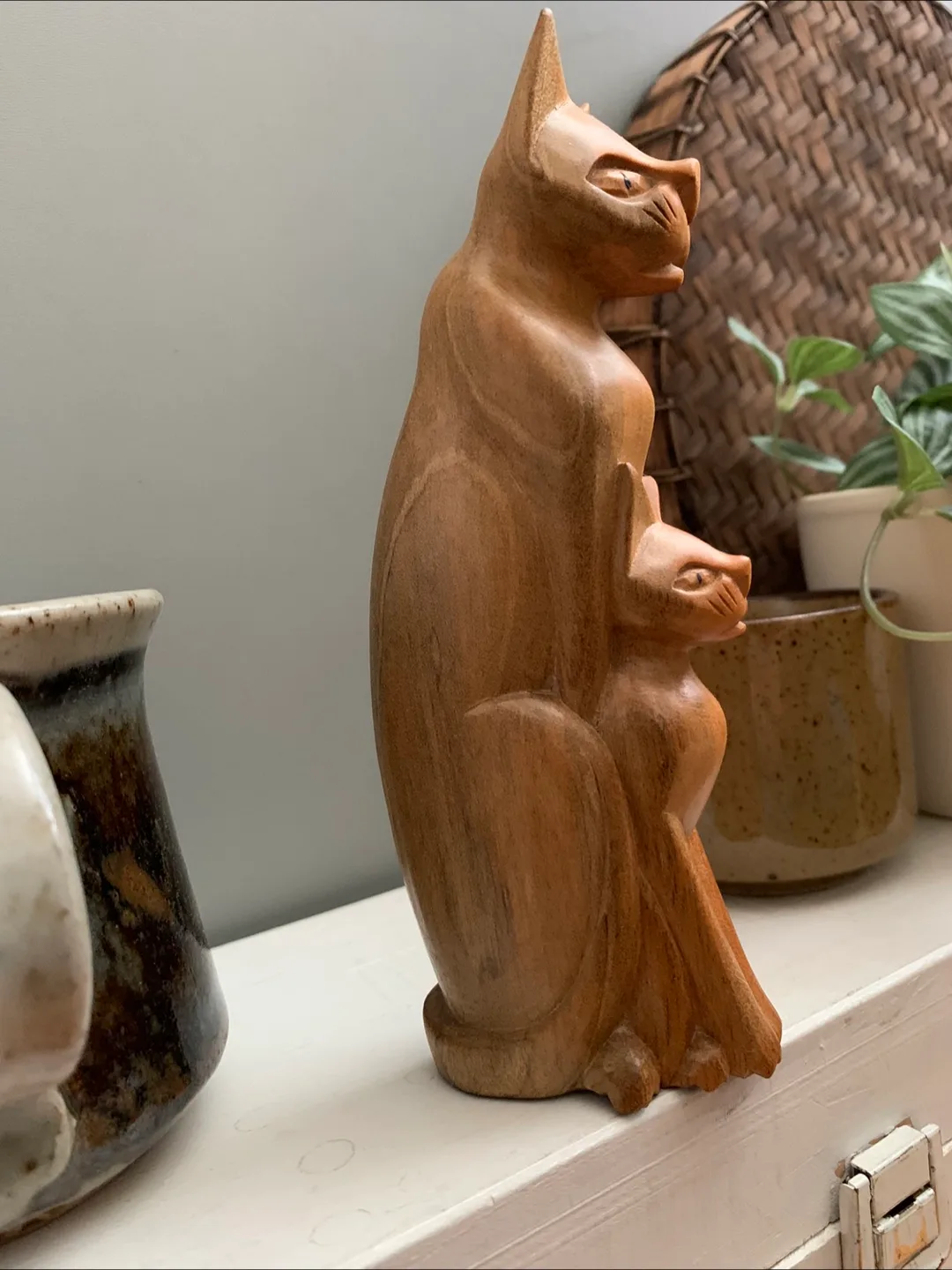 Vintage Wooden Cat and Kitten Figurine image indicator(3)