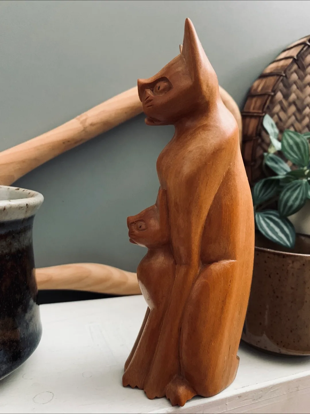 Vintage Wooden Cat and Kitten Figurine image indicator(4)