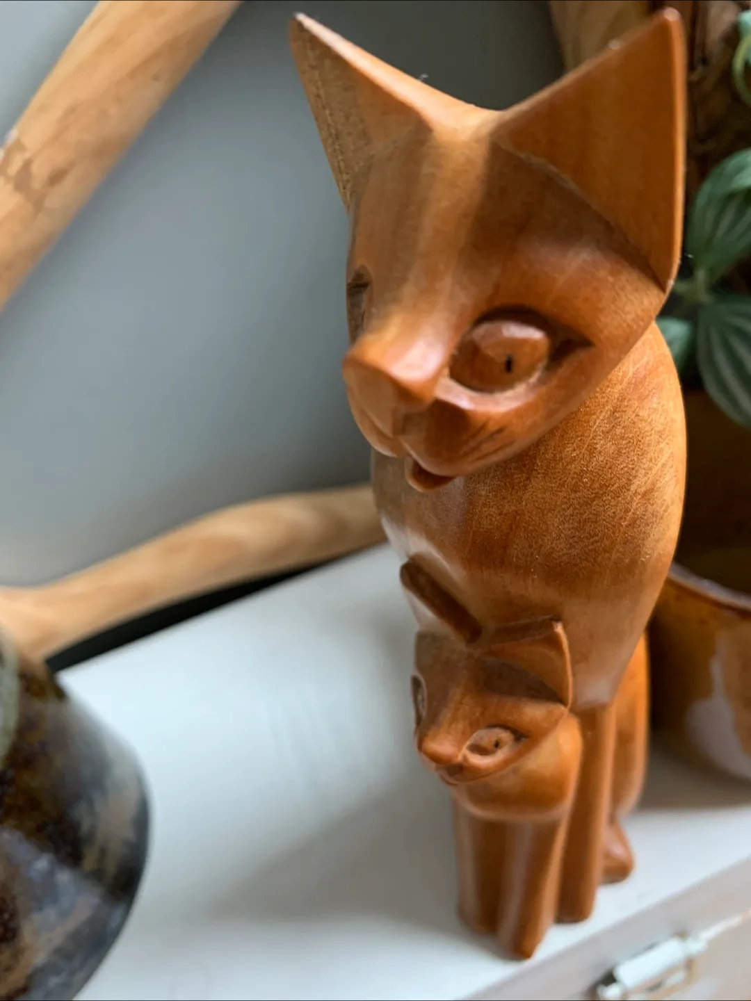 Vintage Wooden Cat and Kitten Figurine image indicator(7)