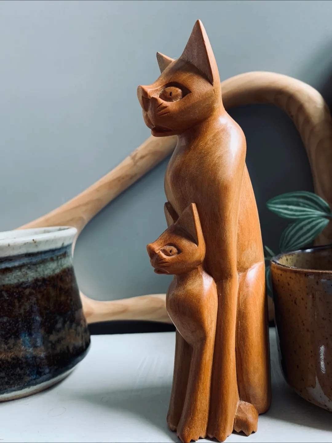 Vintage Wooden Cat and Kitten Figurine image indicator(8)