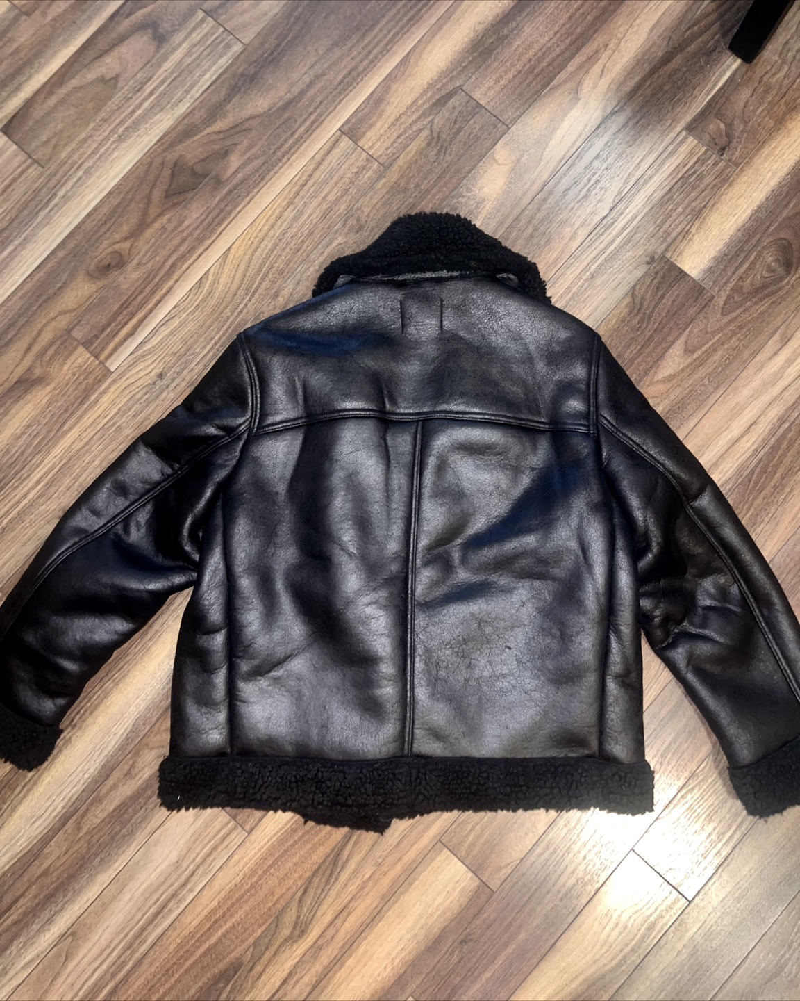 H&M Black Shearling Lined Aviator Jacket - Size S - photo 3