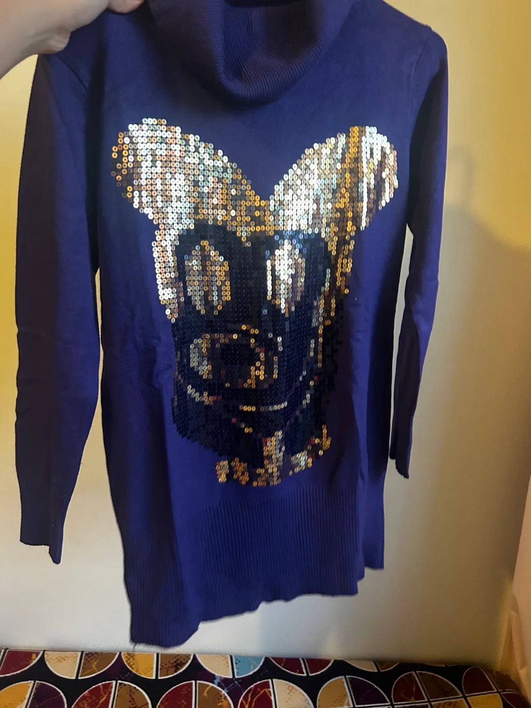 Purple Sequin Turtleneck Long Sweater thumbnail