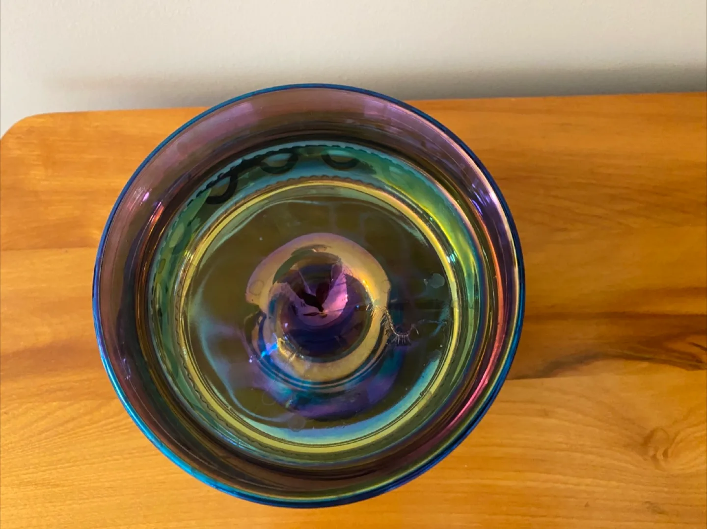 Blue Indiana Thumbprint King Crown Glass Compote image indicator(2)