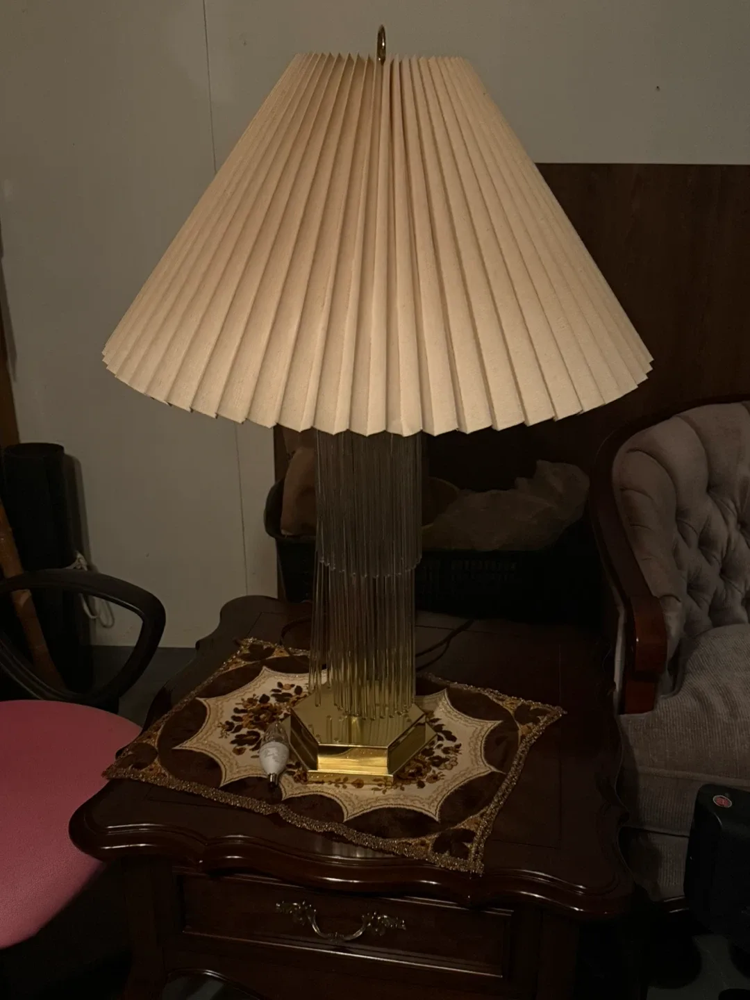 Vintage Style Table Lamp with Pleated Shade thumbnail