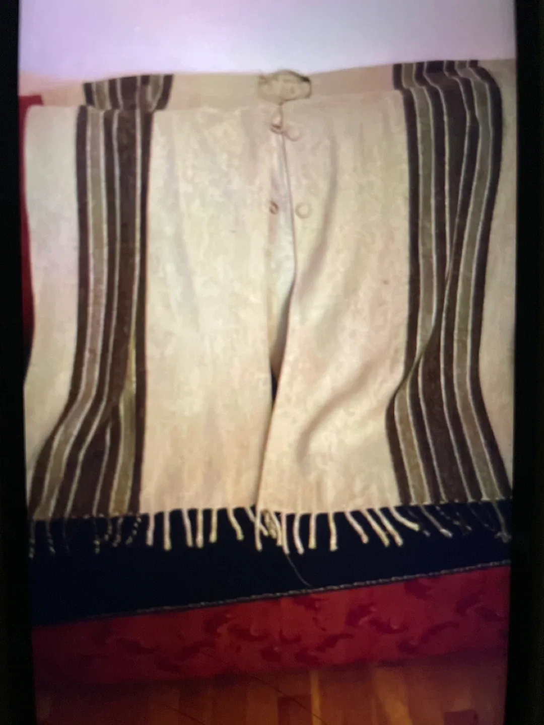 Striped  Mexican Ponchowith Fringe thumbnail