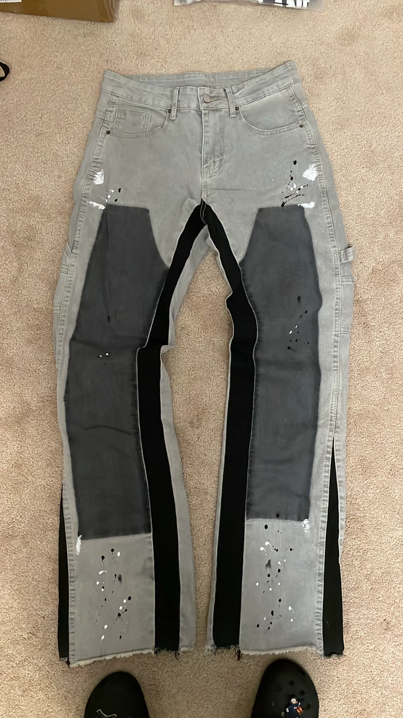 grey painted jeans - size medium