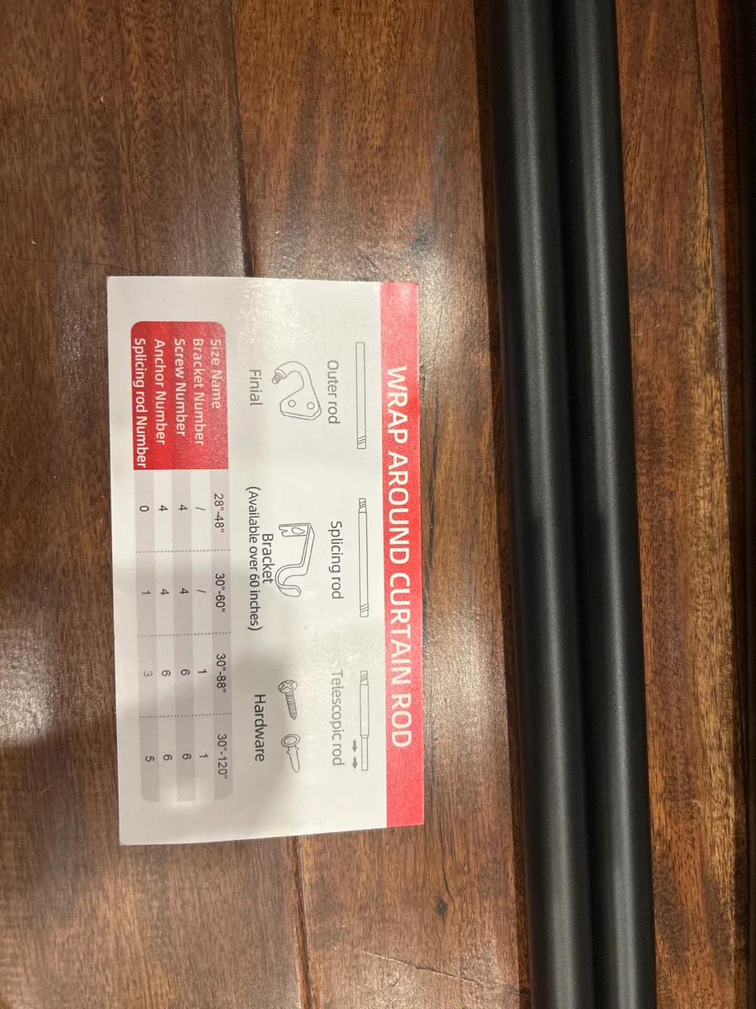 Wrap Around Curtain Rod, Black, 28-48 inches image indicator(4)