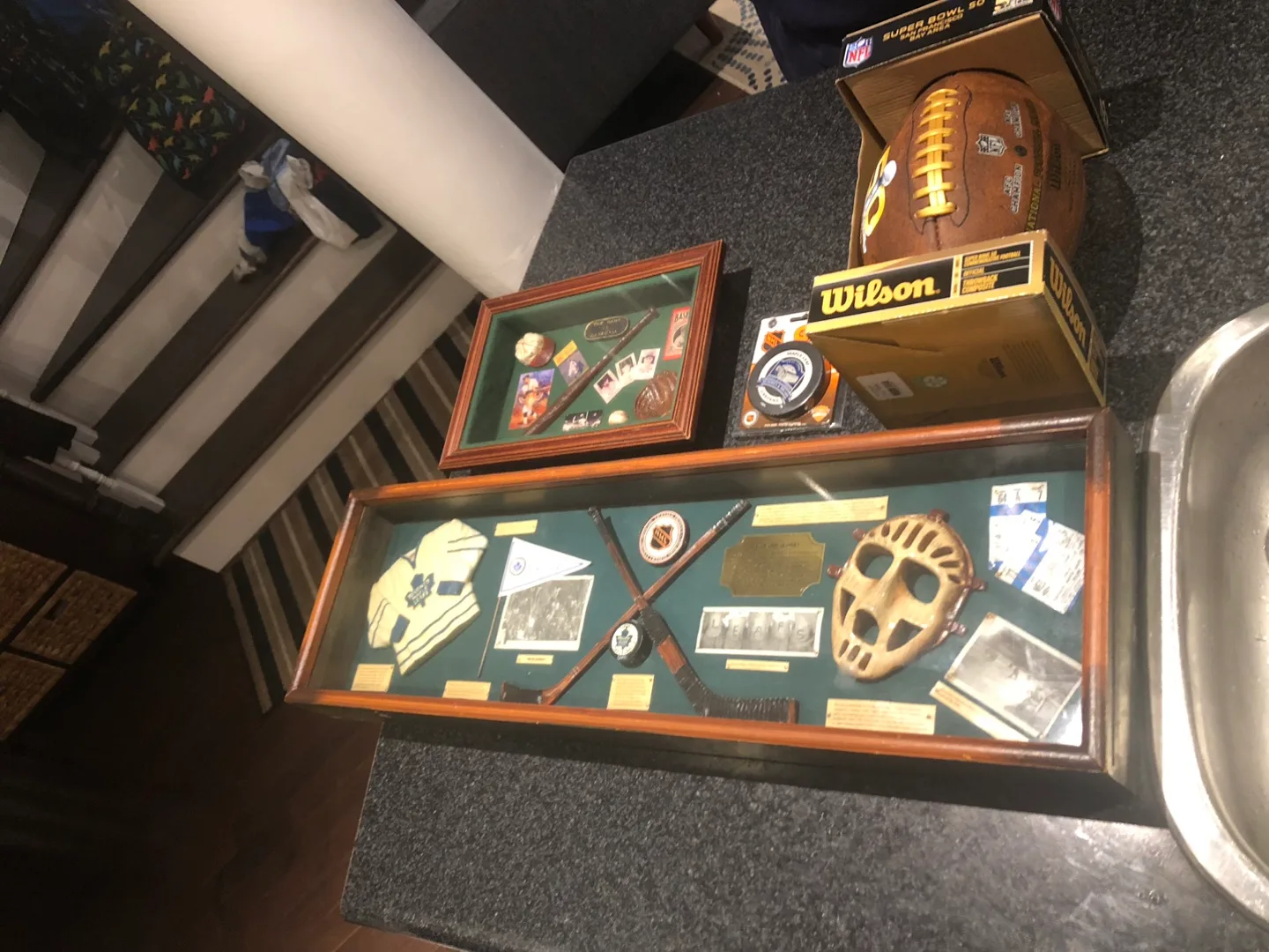 Framed Baseball & Hockey,football Memorabilia image indicator(7)