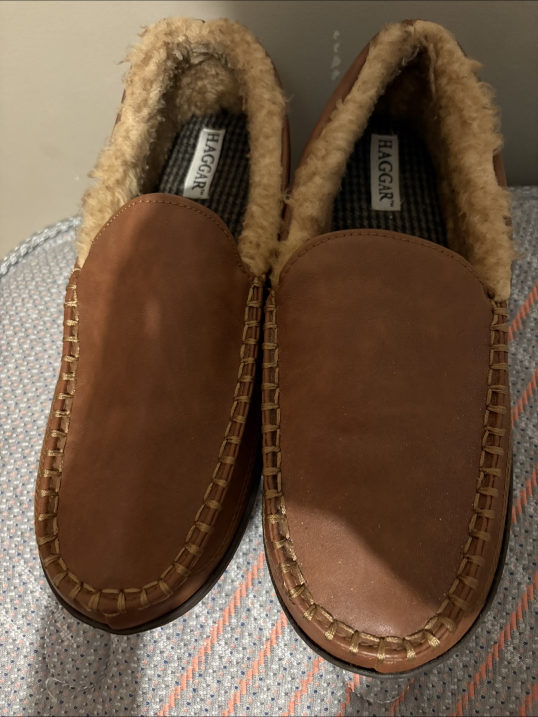 Haggar Brown Leather Slippers