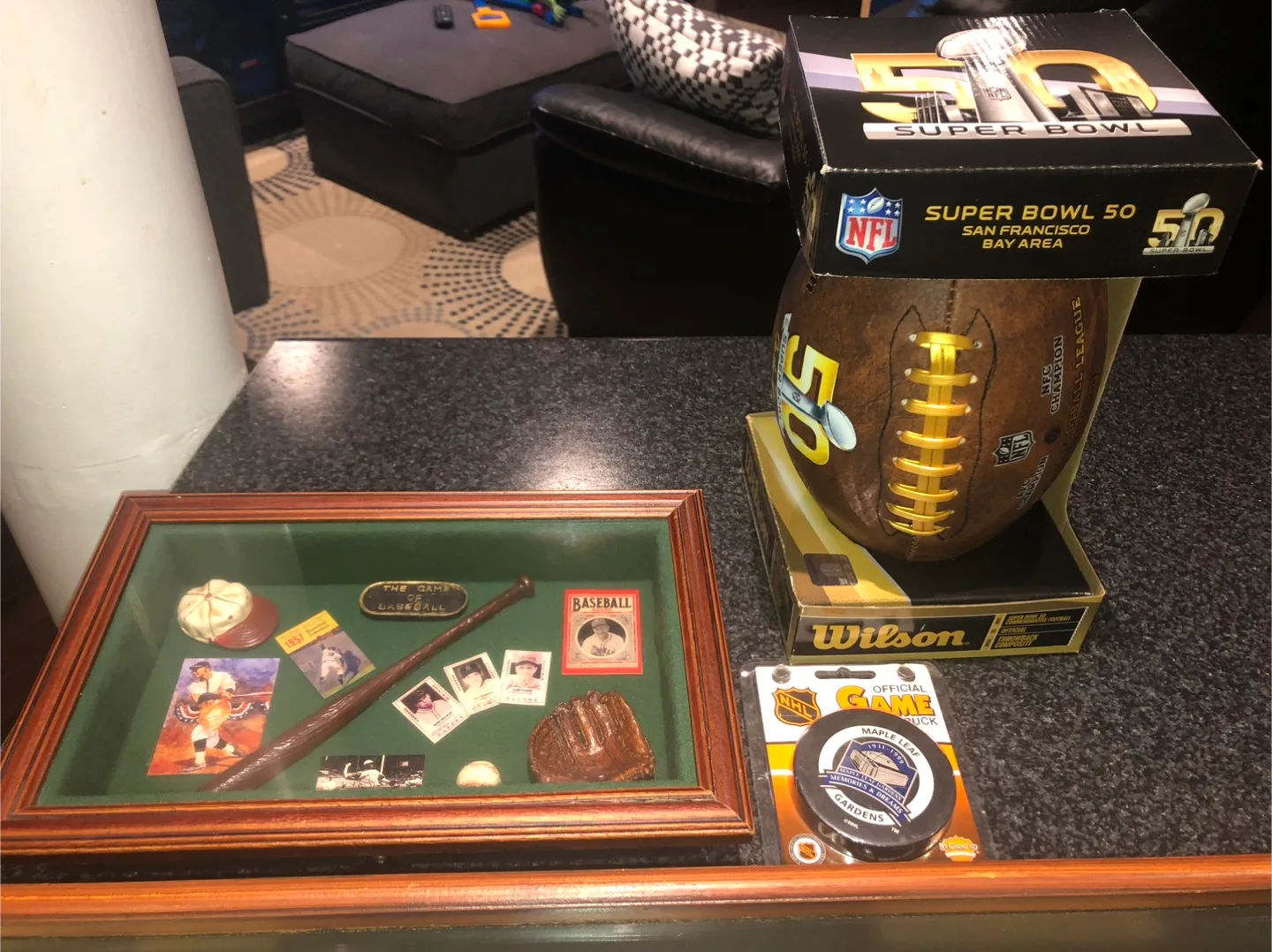 Framed Baseball & Hockey,football Memorabilia image indicator(10)