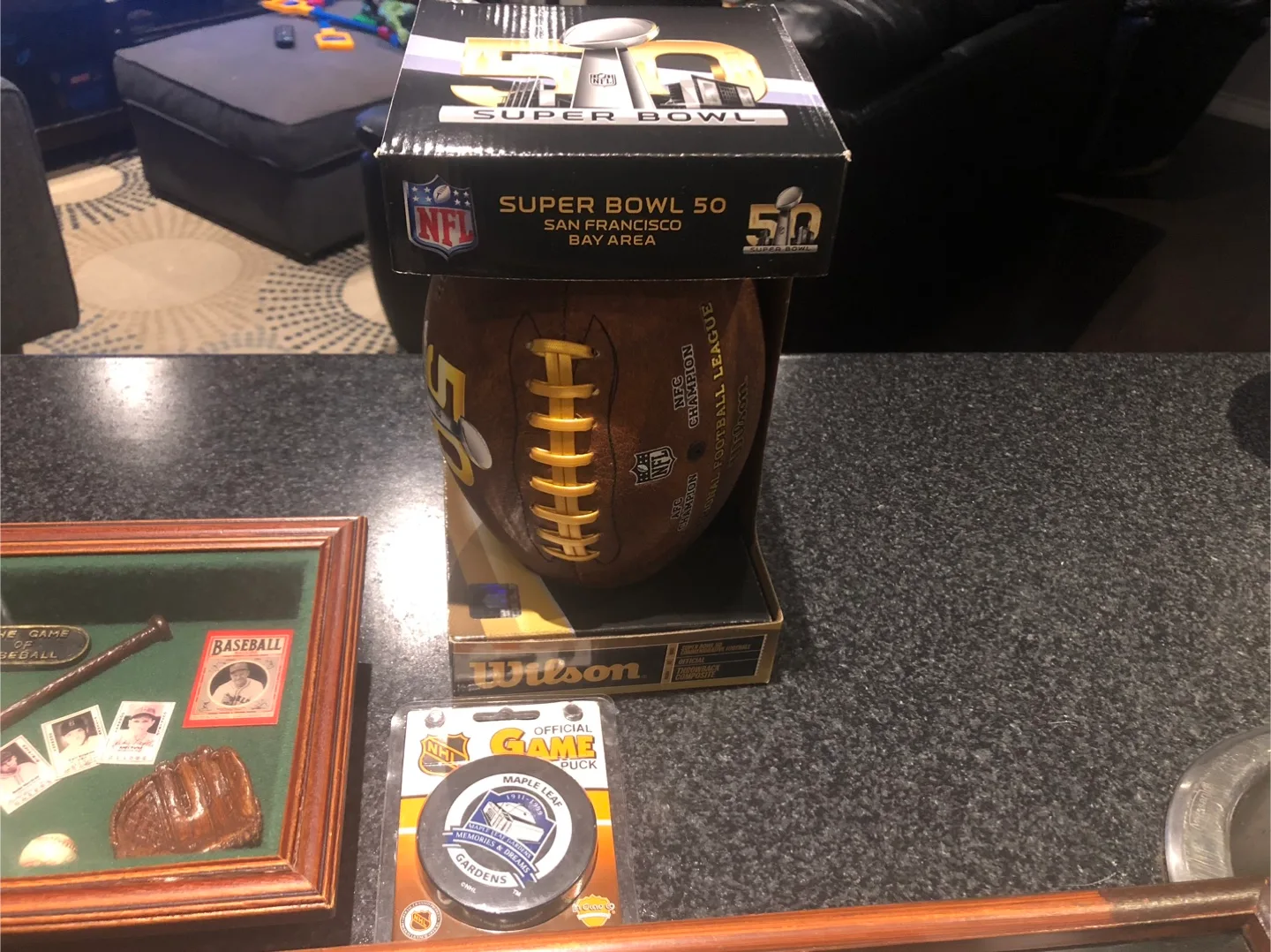 Framed Baseball & Hockey,football Memorabilia image indicator(8)