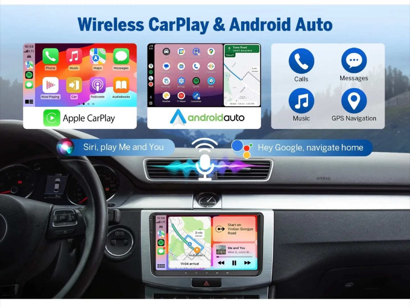 Eonon VWX7 9" Android 14 CarPlay Car Stereo GPS for VW image indicator(4)