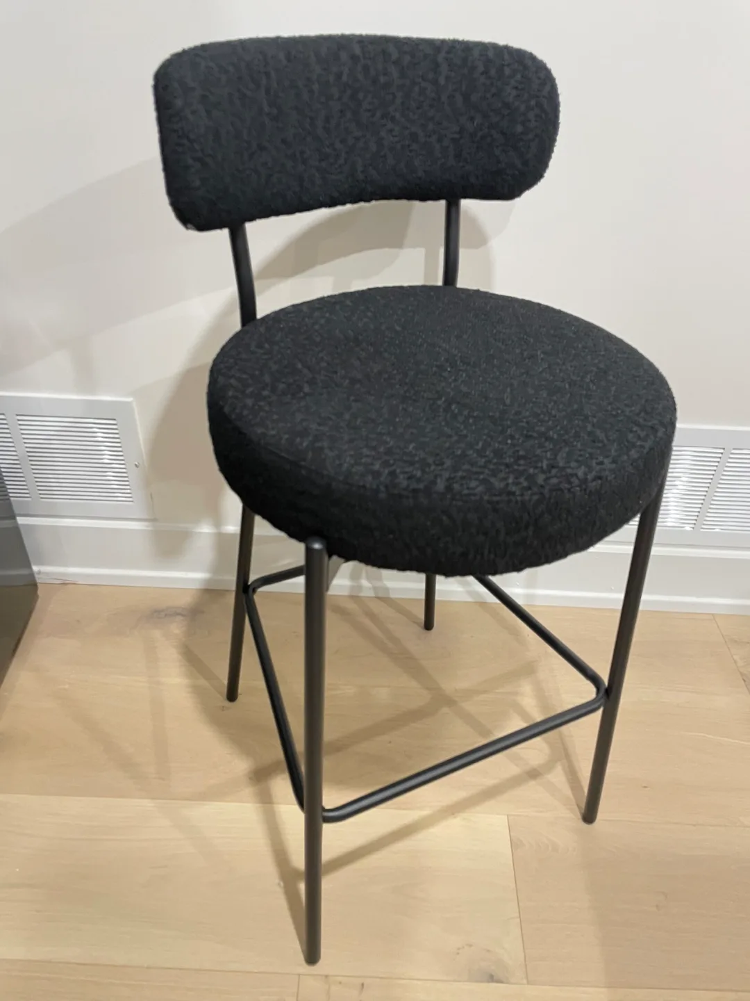 Black Boucle Bar Stools Set of 3, 27” Counter Height. New! image indicator(9)