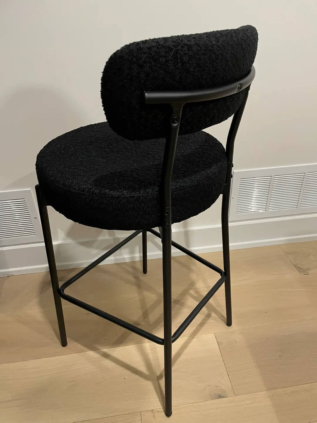 Black Boucle Bar Stools Set of 3, 27” Counter Height. New! image indicator(10)