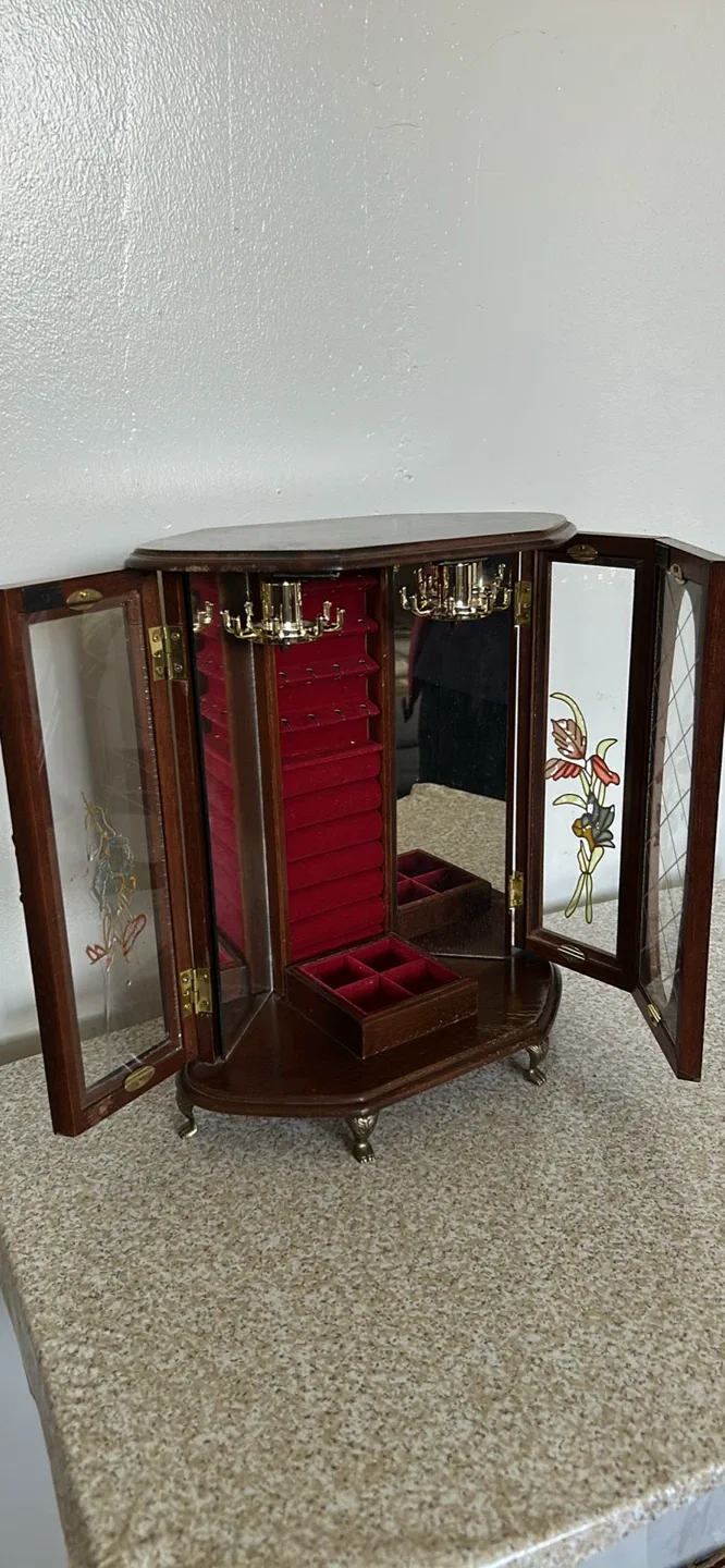 Wooden Jewelry Box with Mirror thumbnail