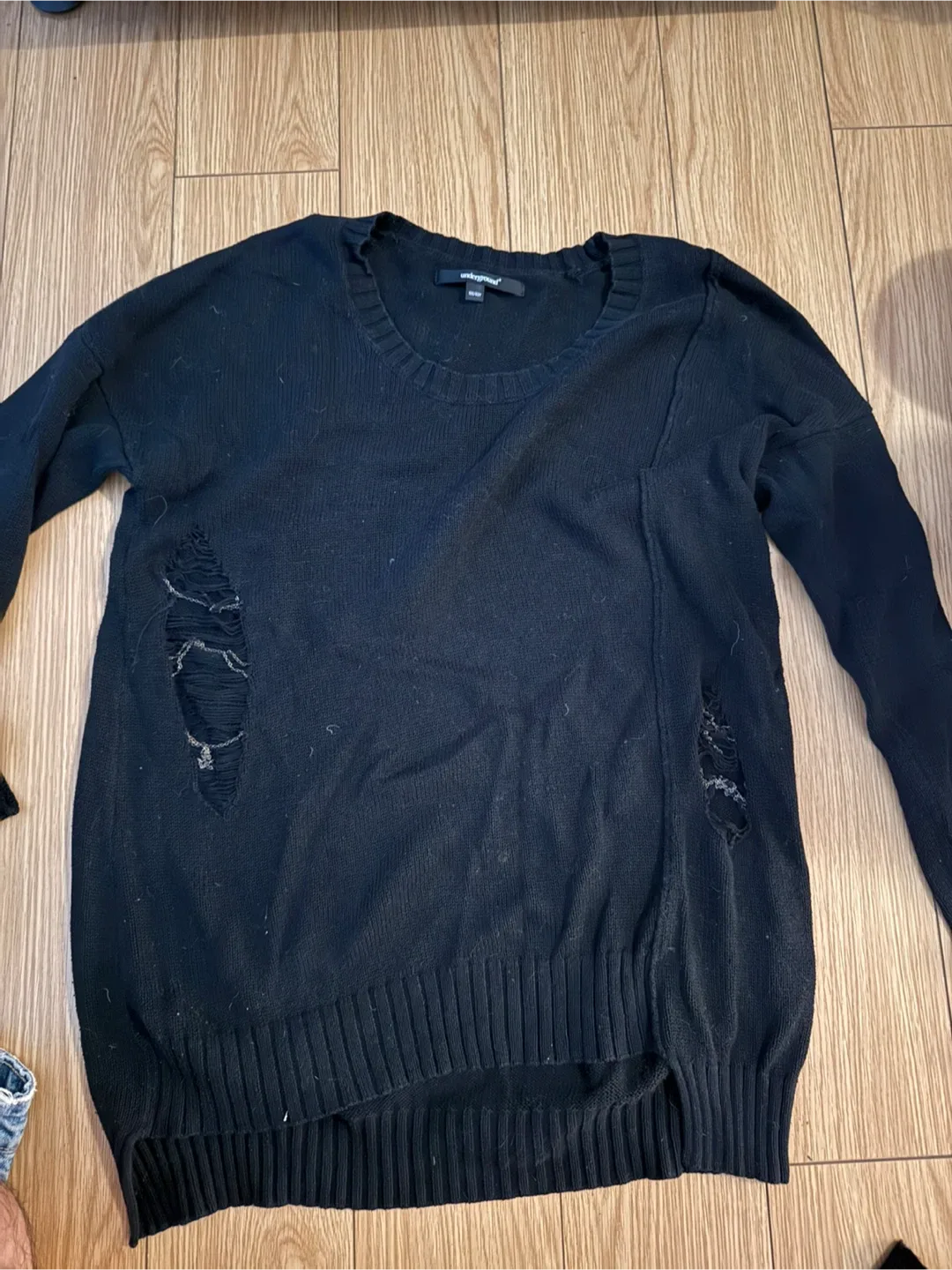 Underground Black Distressed Sweater - Size M thumbnail