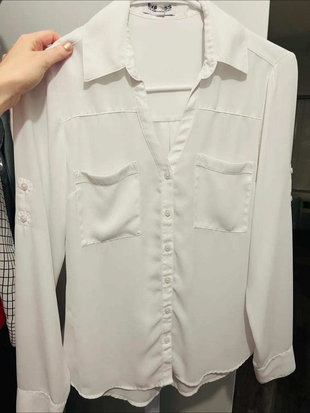 White button down office top thumbnail