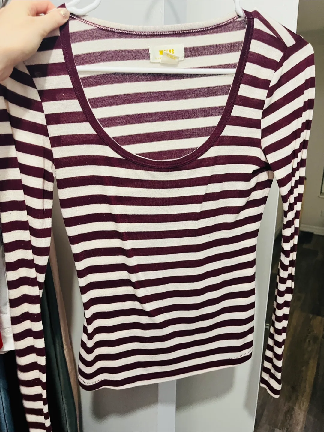 Anthropologie purple/white striped top thumbnail