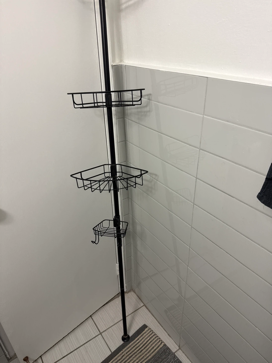 Tension Corner Shower Caddy - Black