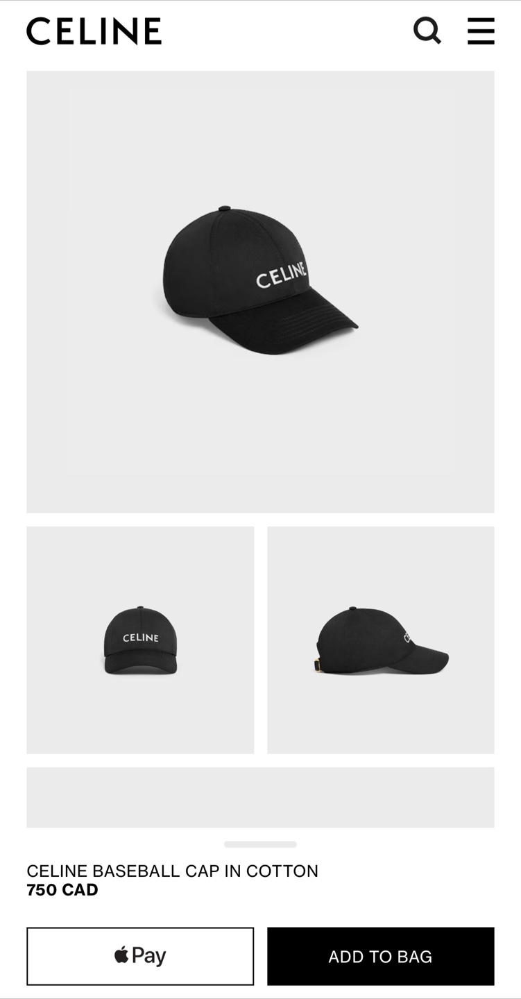 Celine Hat Cap in Cotton  - Black