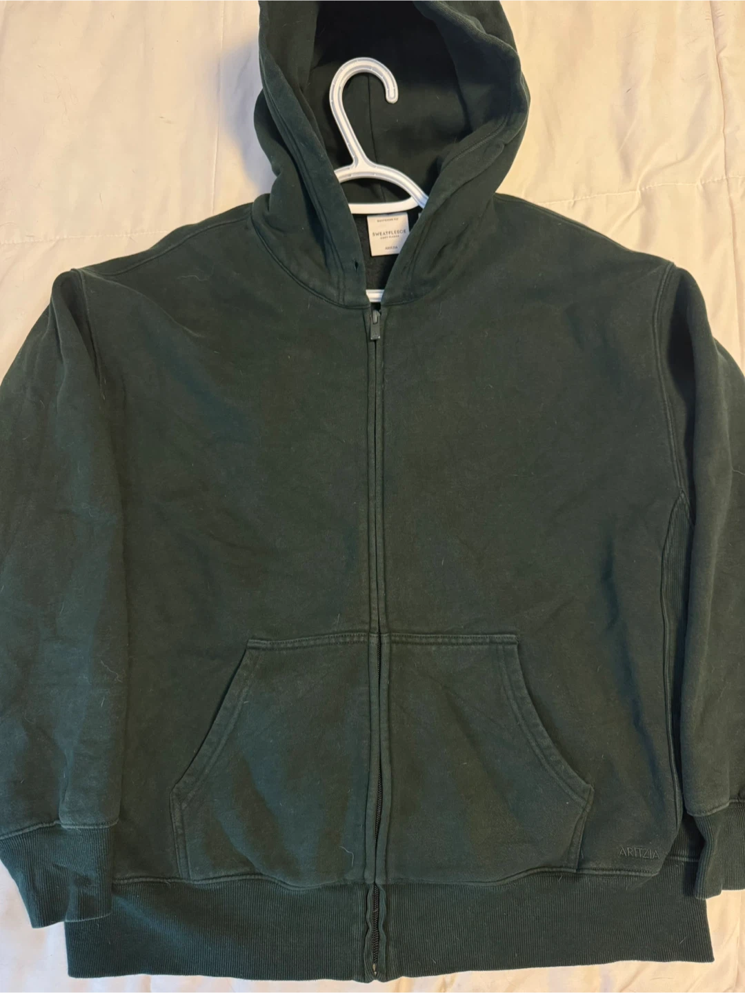 Aritzia Cozy Fleece Zip-Up Hoodie & Cargo Sweatpants - Green