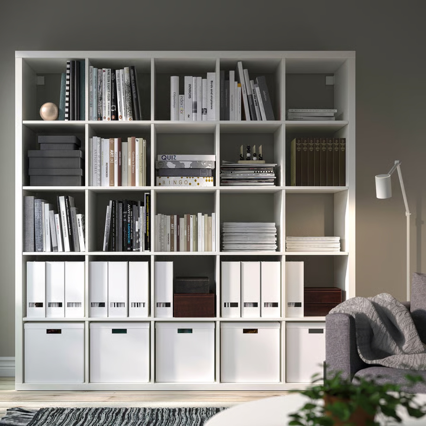 IKEA 5 x 5 Kallax White Shelving Unit with inserts - photo 3