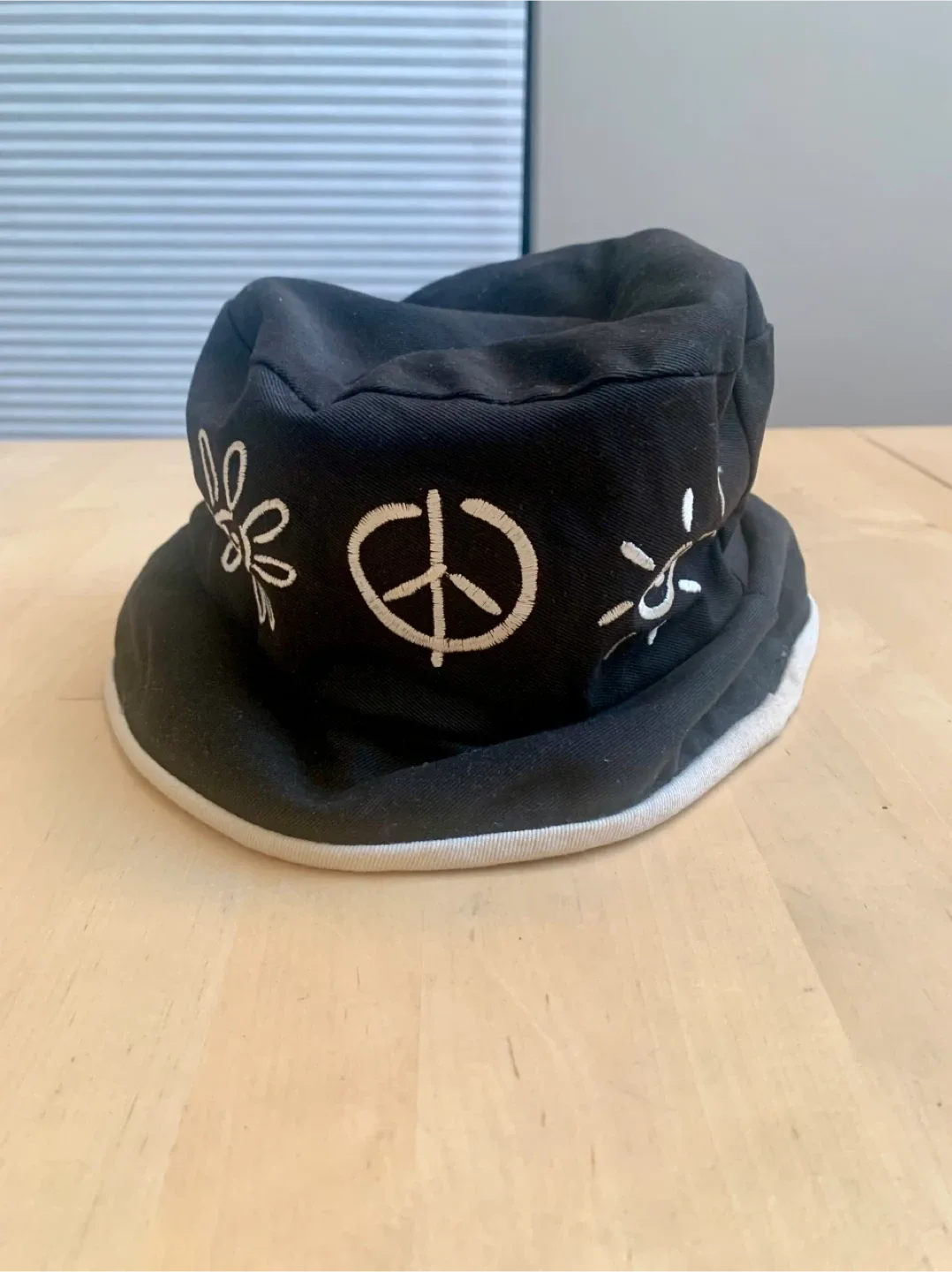 Black Bucket Hat with Peace Sign thumbnail
