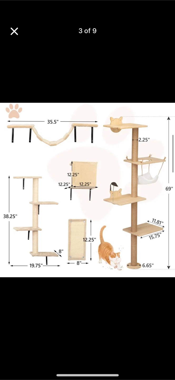 Cat Tree Tower & Wall Mounted Shelves - photo 3