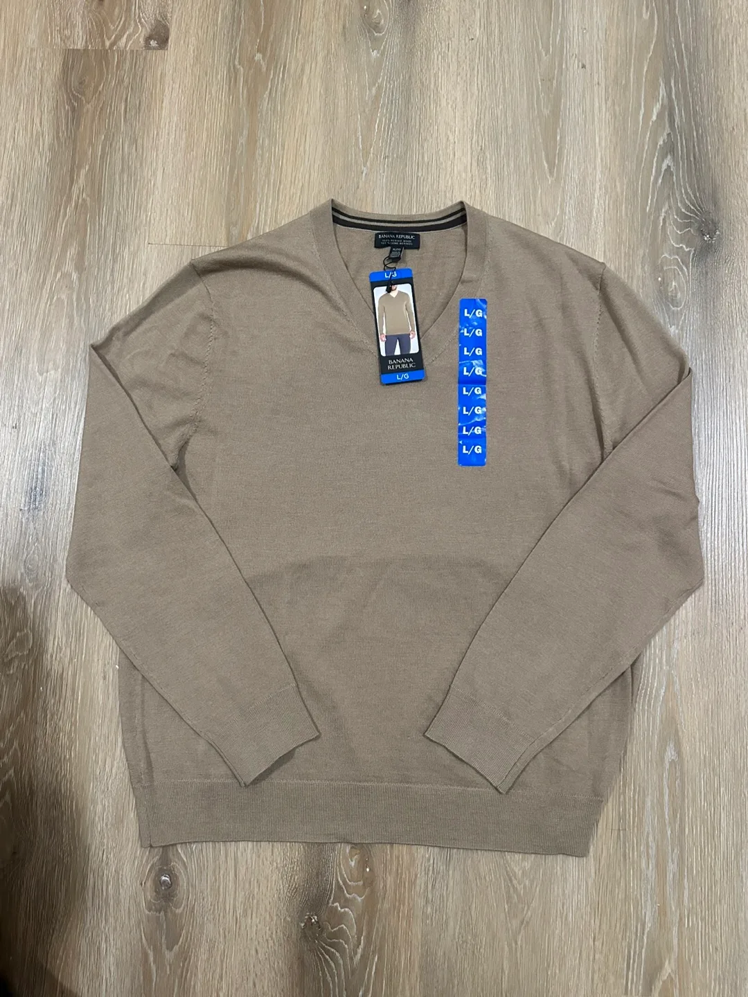 Banana Republic Merino Wool Mens Beige Sweater Size XL thumbnail