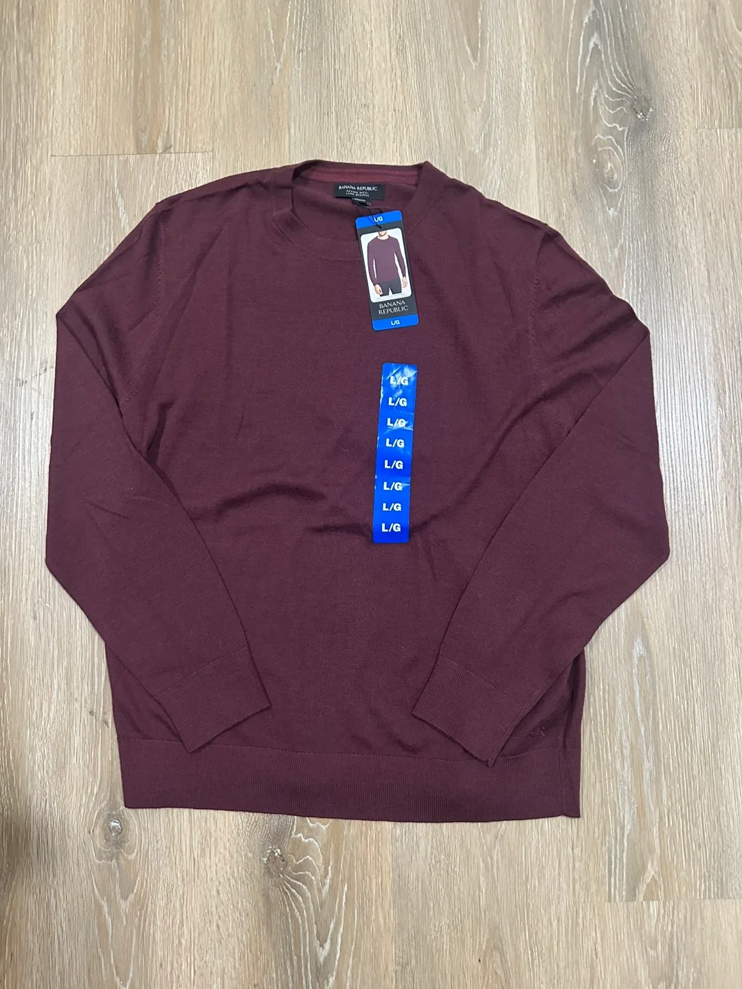 Banana Republic Merino Wool Mens Maroon Sweater Size Large thumbnail