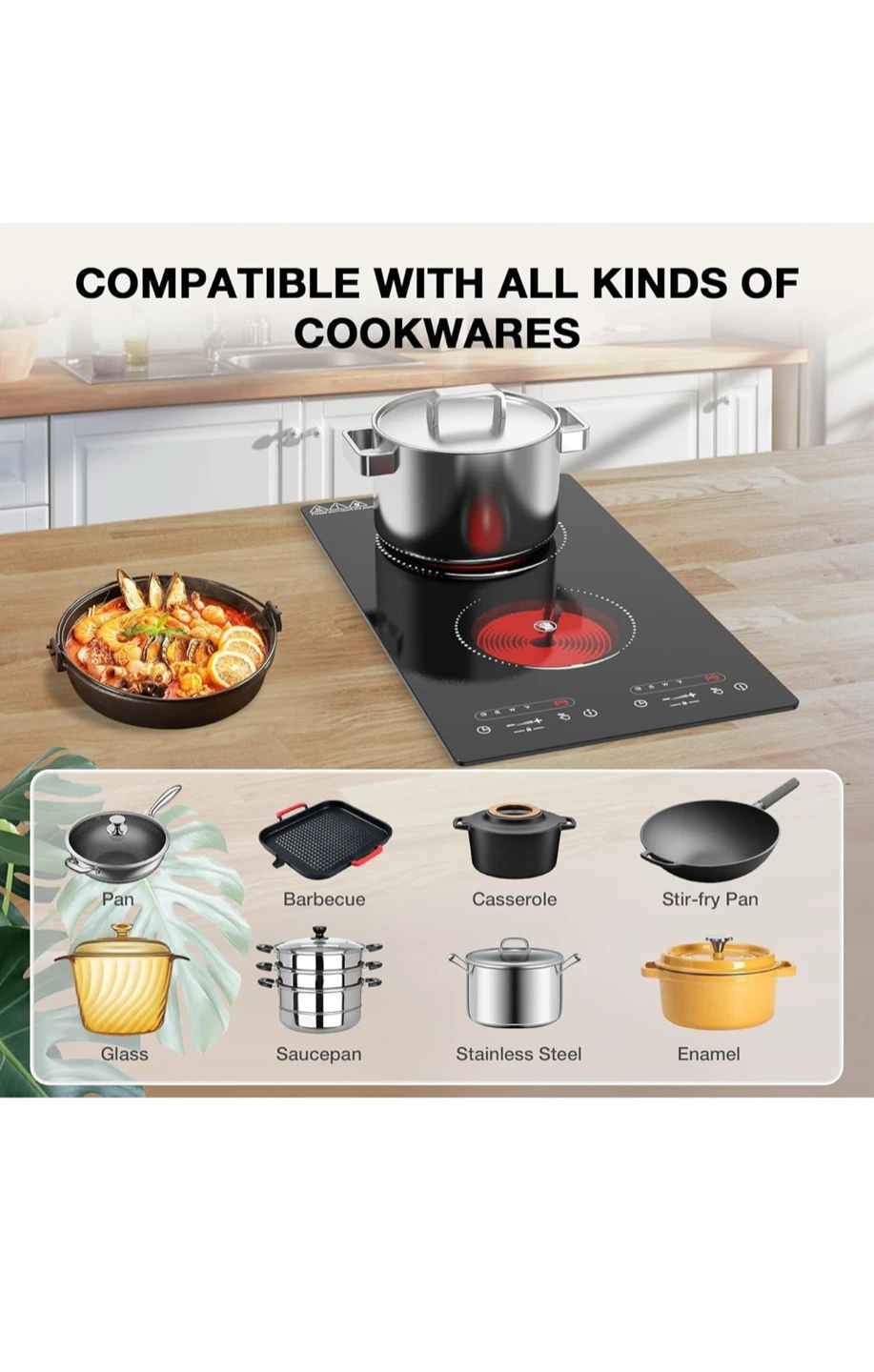 VBGK Cooktop, 110V, 2100W, 2 Burner - photo 4