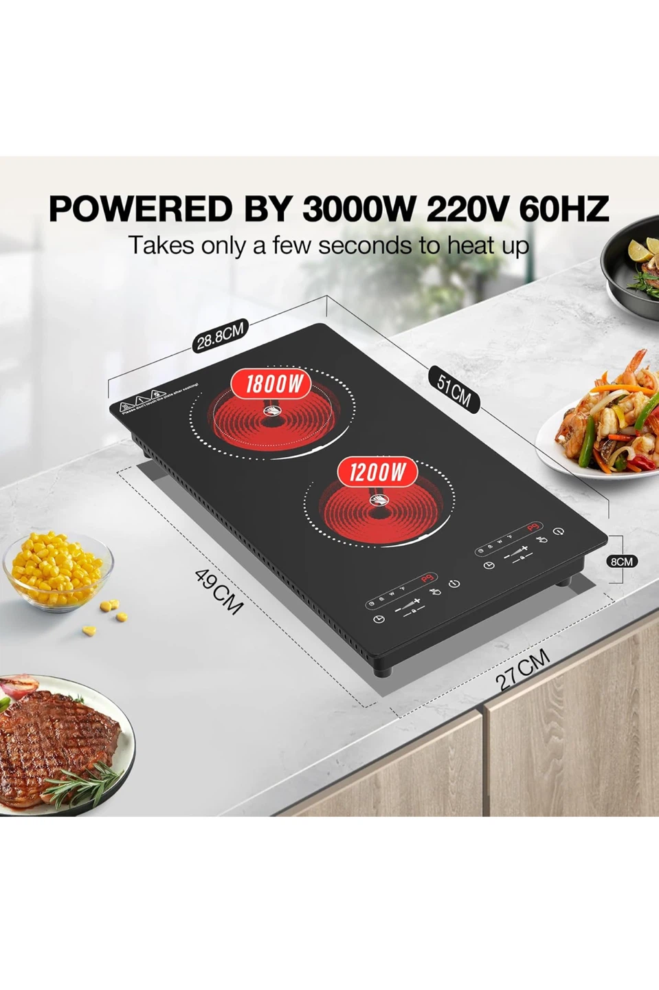 VBGK Cooktop, 110V, 2100W, 2 Burner - photo 3