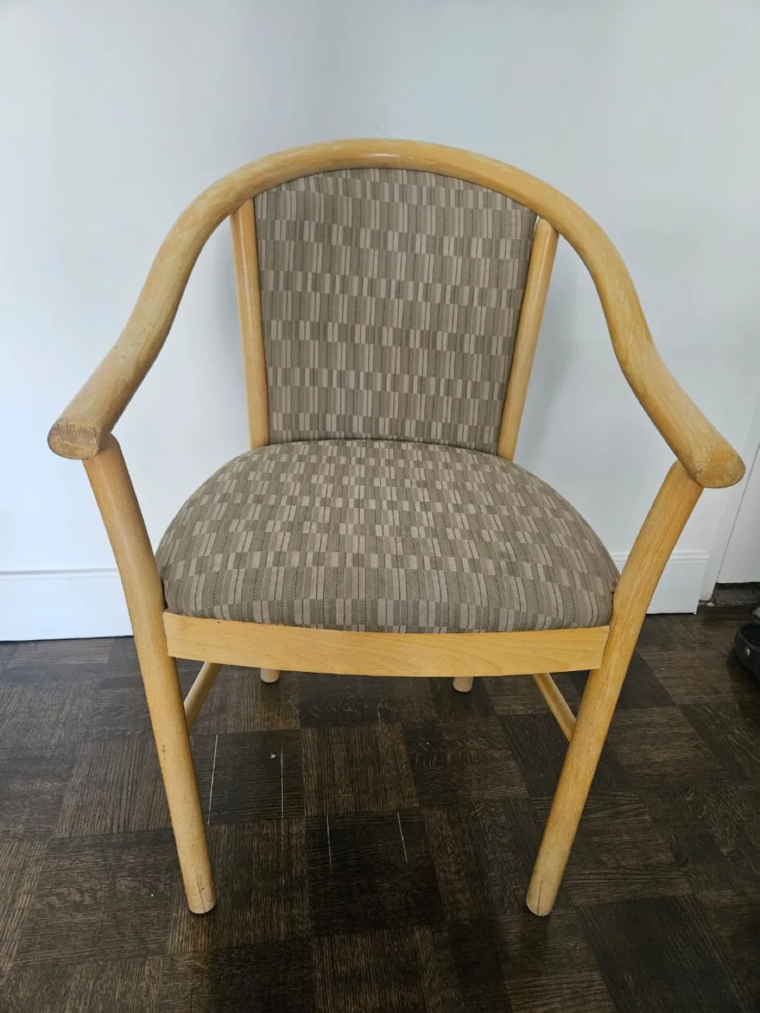 Wooden Armchair with Patterned Upholstery image indicator(2)